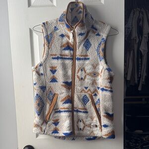 The North Face Fleece Vest with Blue and Brown Pattern